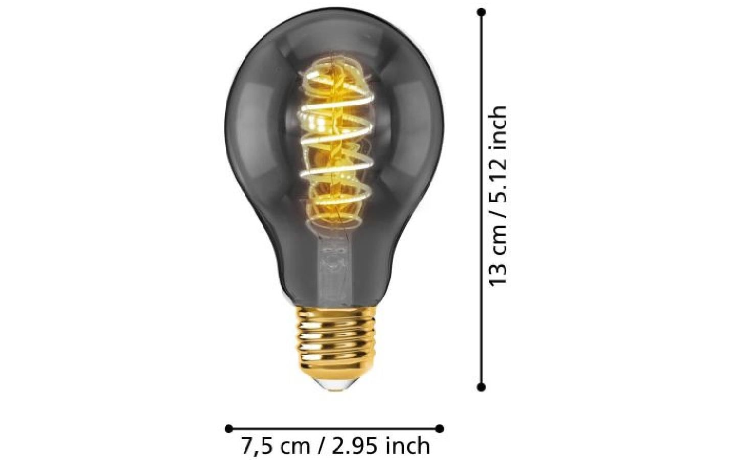 EGLO LED-Leuchtmittel E27 Globus – Warmweiss 2000 K, 100 lm, 4 W, dimmbar – IP20 – 1 Stk. – Schwarz, Glas