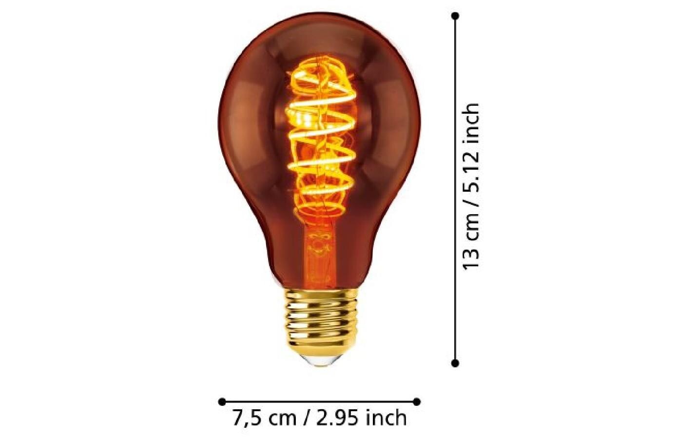 EGLO LED-Leuchtmittel E27 Globus – Warmweiss 2000 K, 30 lm, 4 W, dimmbar – IP20 – 1 Stk. – Kupfer, Glas