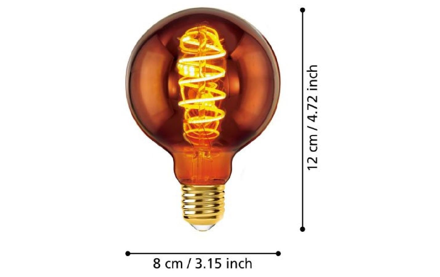 EGLO Leuchtmittel E27 Globus (Ø 80 mm) – Warmweiss 2000 K, 30 lm, 4 W – 1 Stk., Kupfer, Glas