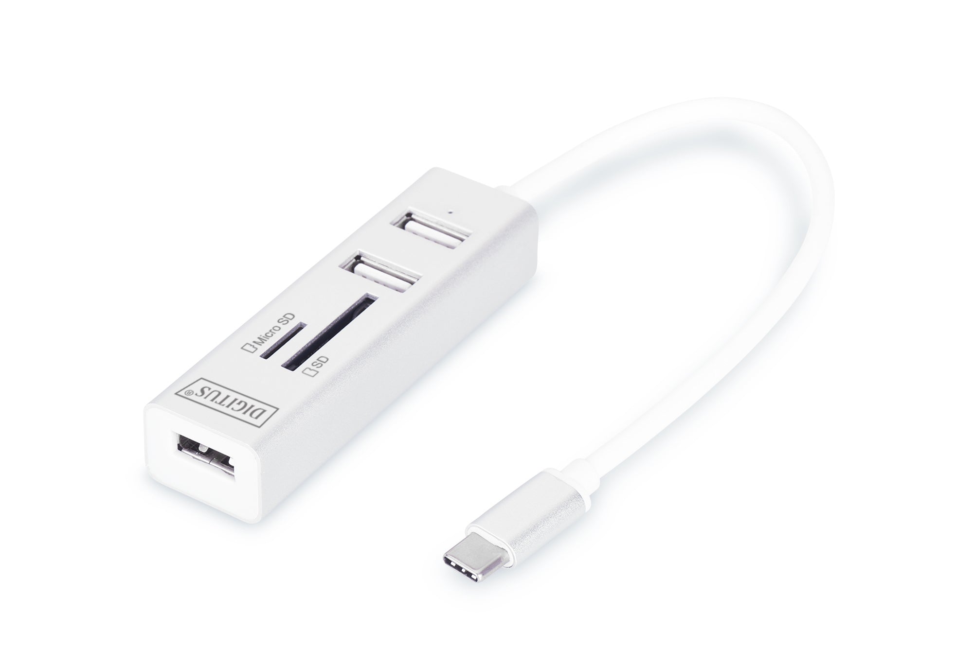 Digitus USB-Hub – USB-C, 3× USB-A, SD/microSD, für Windows/Mac/Android