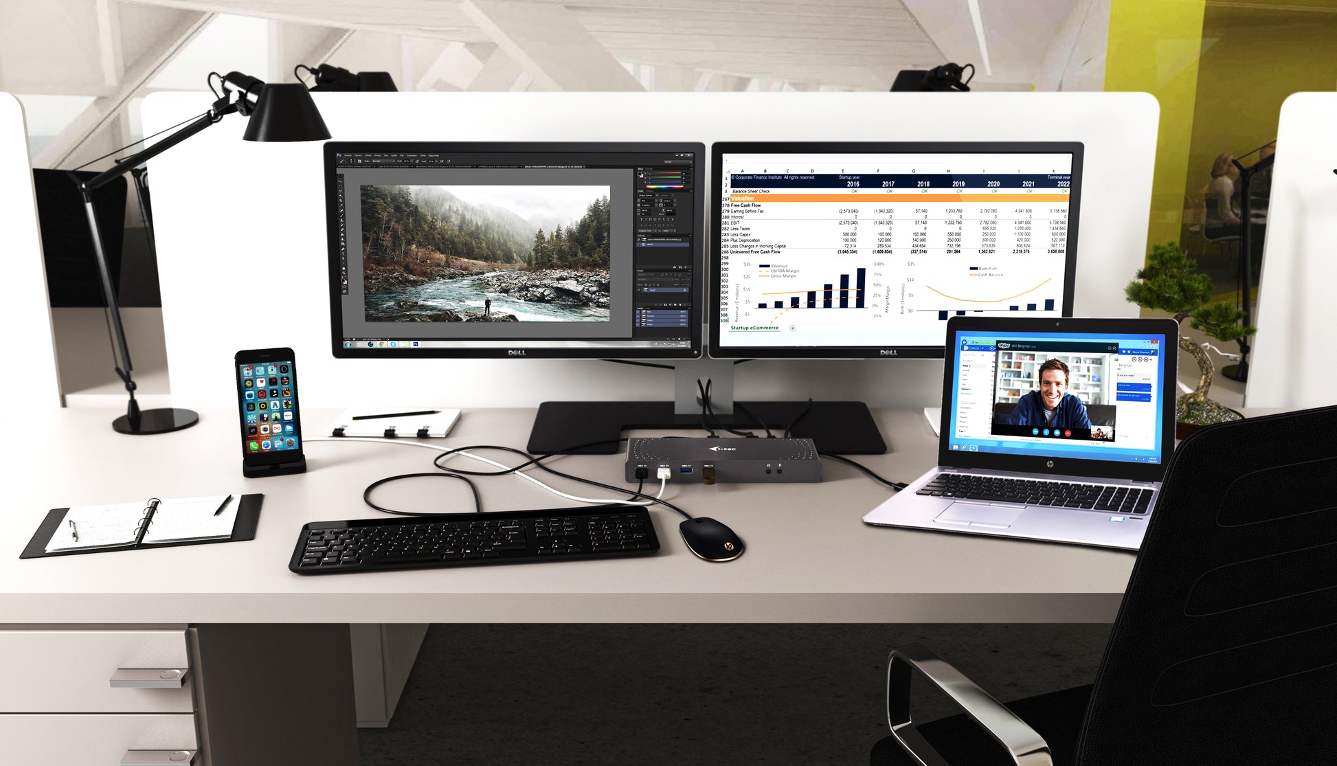 i-tec Dualdock Dockingstation – USB-C, 2× DP, 2× HDMI, 6× USB-A, GbE, 3,5 mm Audio, für Windows/Mac/Linux