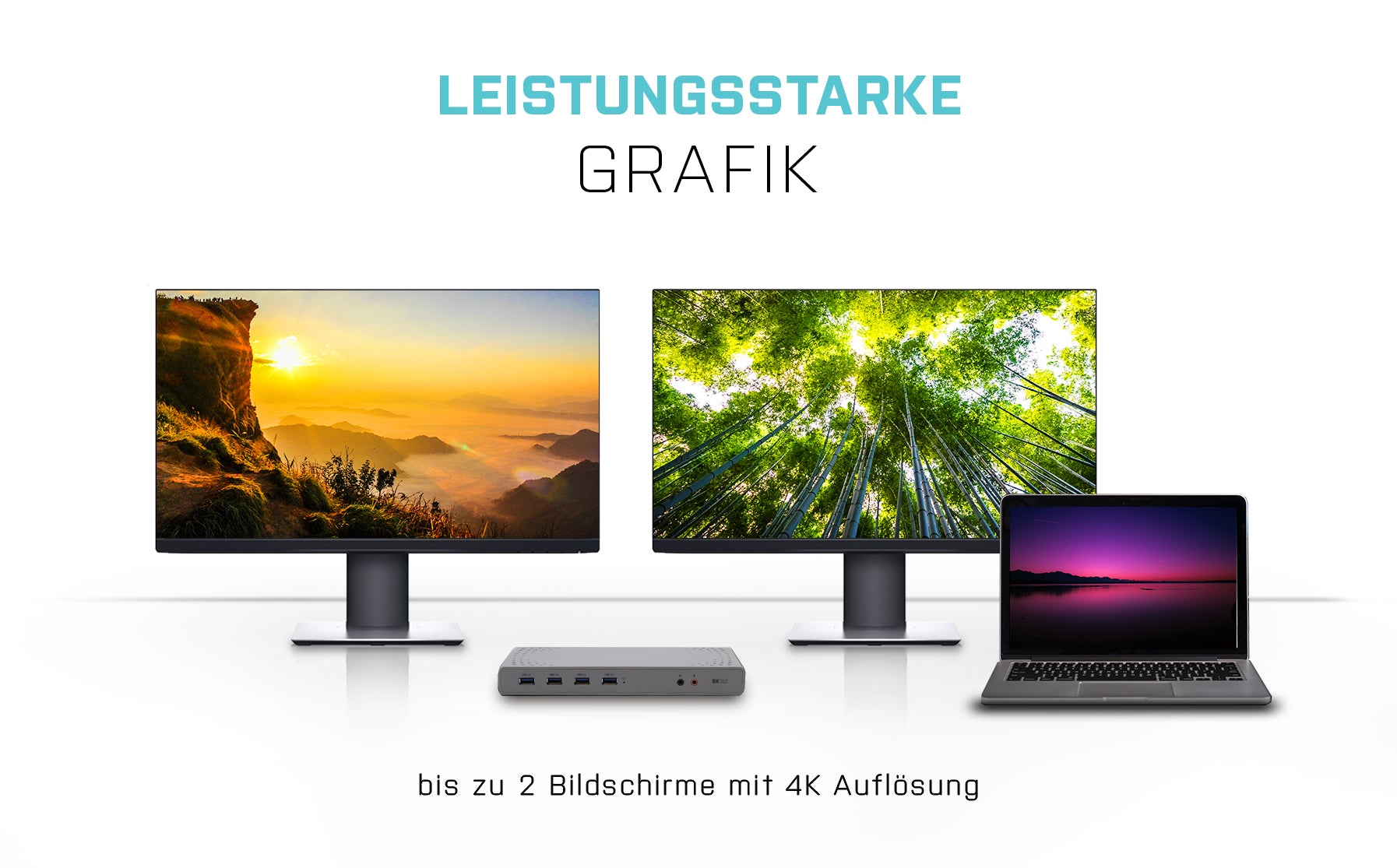i-tec Dualdock Dockingstation – USB-C, 2× DP, 2× HDMI, 6× USB-A, GbE, 3,5 mm Audio, für Windows/Mac/Linux