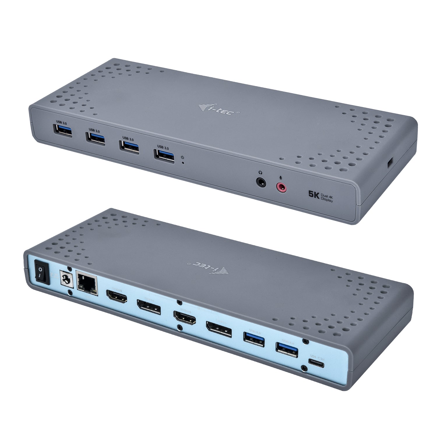 i-tec Dualdock Dockingstation – USB-C, 2× DP, 2× HDMI, 6× USB-A, GbE, 3,5 mm Audio, für Windows/Mac/Linux