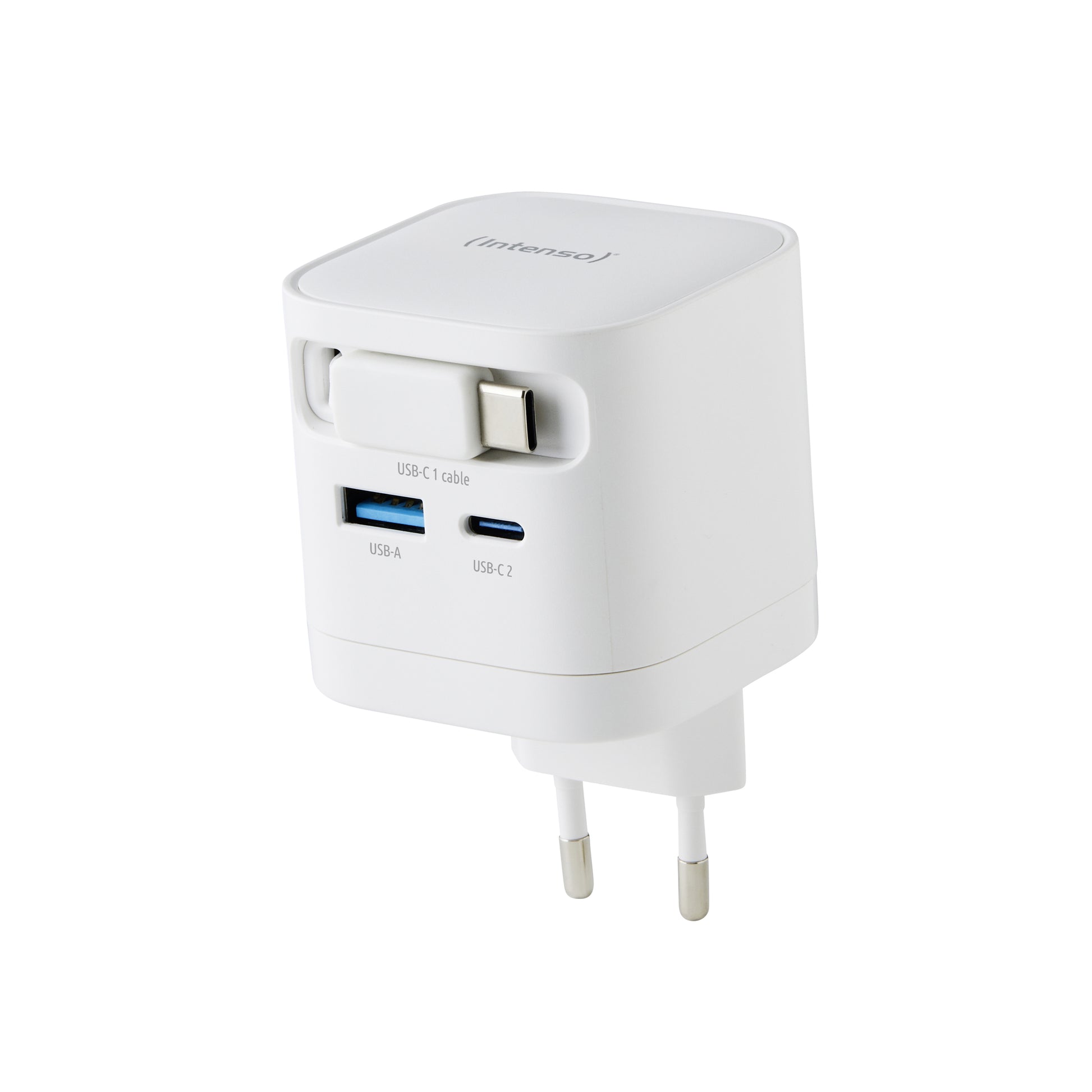 Intenso W65ACIC USB-Ladegerät 65 W – USB-C×2, USB-A×1 – PD 3.0, PPS, QC 4.0, GaN, EU-Stecker (Typ C)