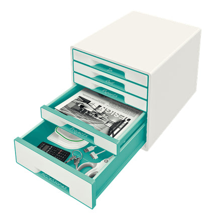 Leitz Wow Cube Aufbewahrungsbox – türkis, weiss, Gummi