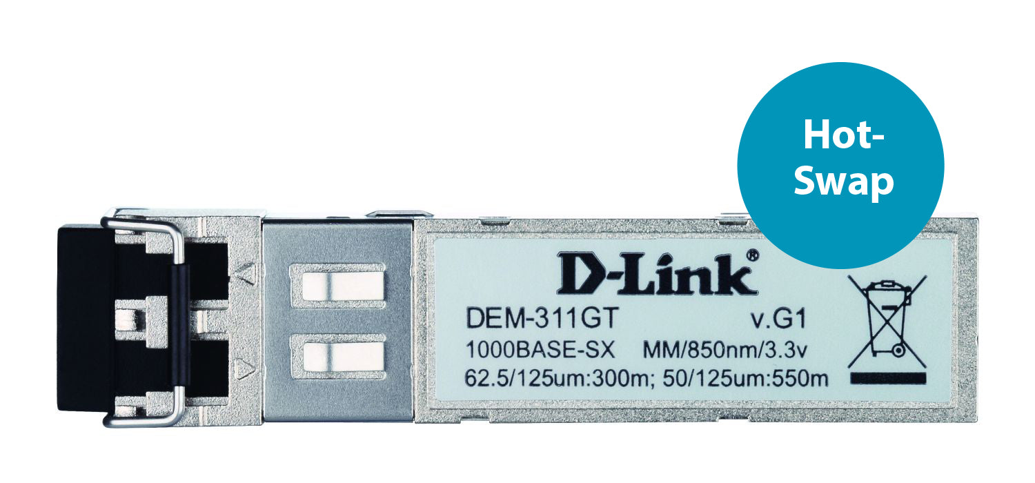 D-Link DEM-311GT – SFP-Transceiver – 1 Gbit/s, MM (LC), 850 nm, bis 550 m, metallisch