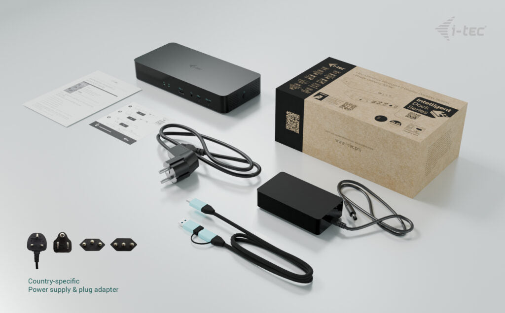 i-tec Universal Intelligente Dual DS Dockingstation – USB-C, 2× DP, 2× HDMI, 100 W PD, GbE