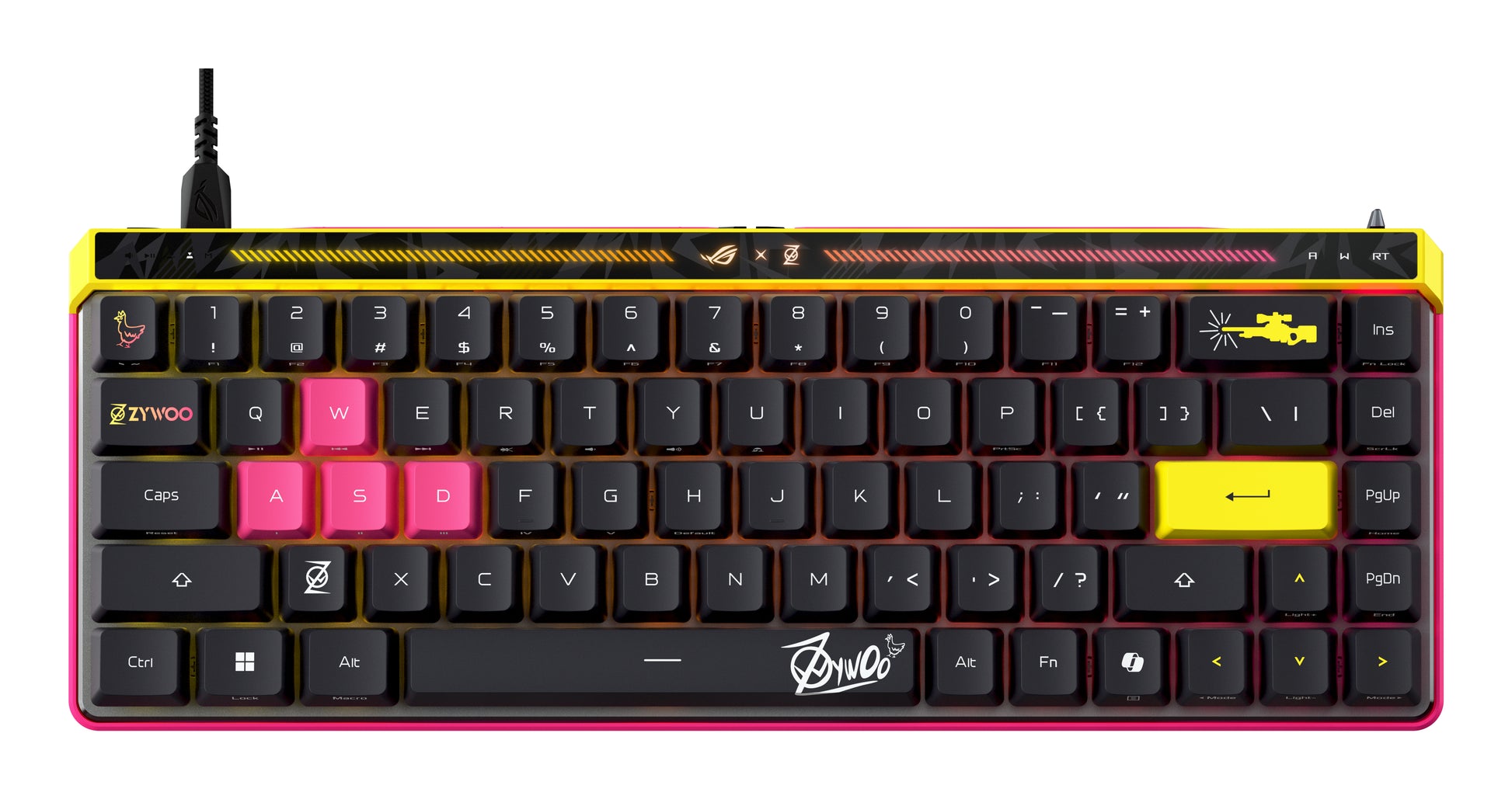 ASUS ROG Falchion Ace HFX Zywoo – Gaming-Tastatur 65% – Mechanisch, RGB – Kabelgebunden USB-C – QWERTY (US-INT)