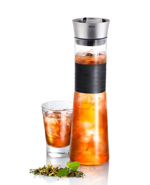 GEFU Karaffe CASCADA – 1 l, Ø 9 cm, H 30,3 cm, Glas, Transparent, mit Deckel, spülmaschinenfest, hitzebeständig