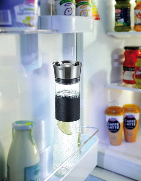 GEFU Karaffe CASCADA – 1 l, Ø 9 cm, H 30,3 cm, Glas, Transparent, mit Deckel, spülmaschinenfest, hitzebeständig