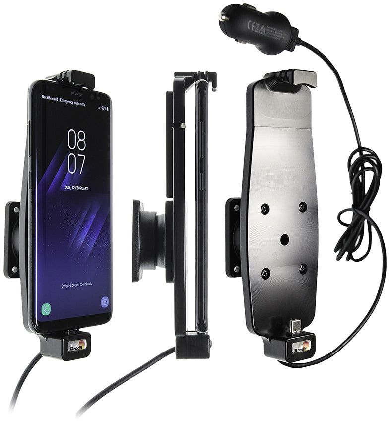Brodit Auto-Halterung, aktiv mit USB-Kabel für Zigarettenanzünder – für Samsung Galaxy S8 – Schwarz