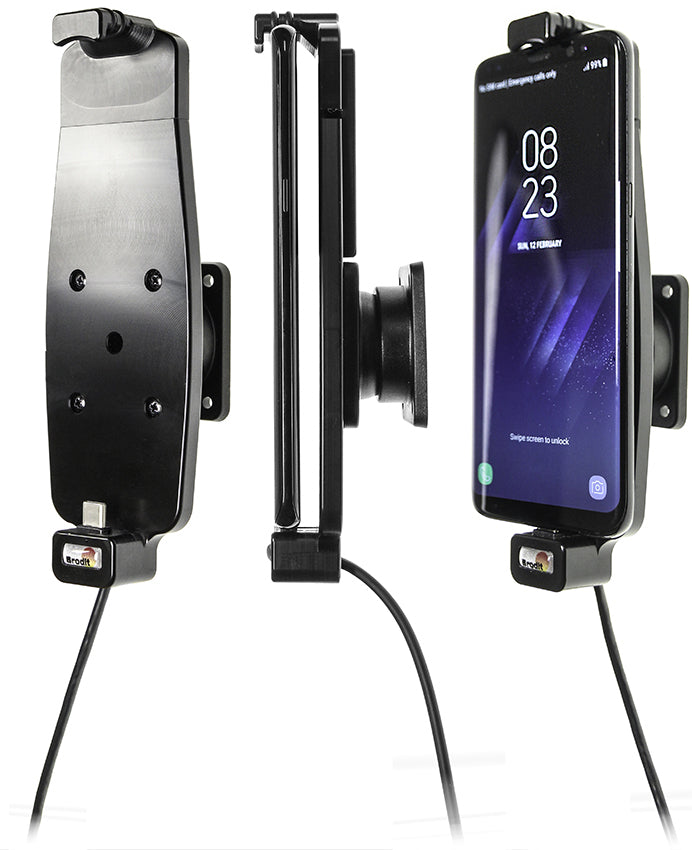 Brodit Auto-Halterung, aktiv mit USB-Kabel für Zigarettenanzünder – für Samsung Galaxy S8 – Schwarz