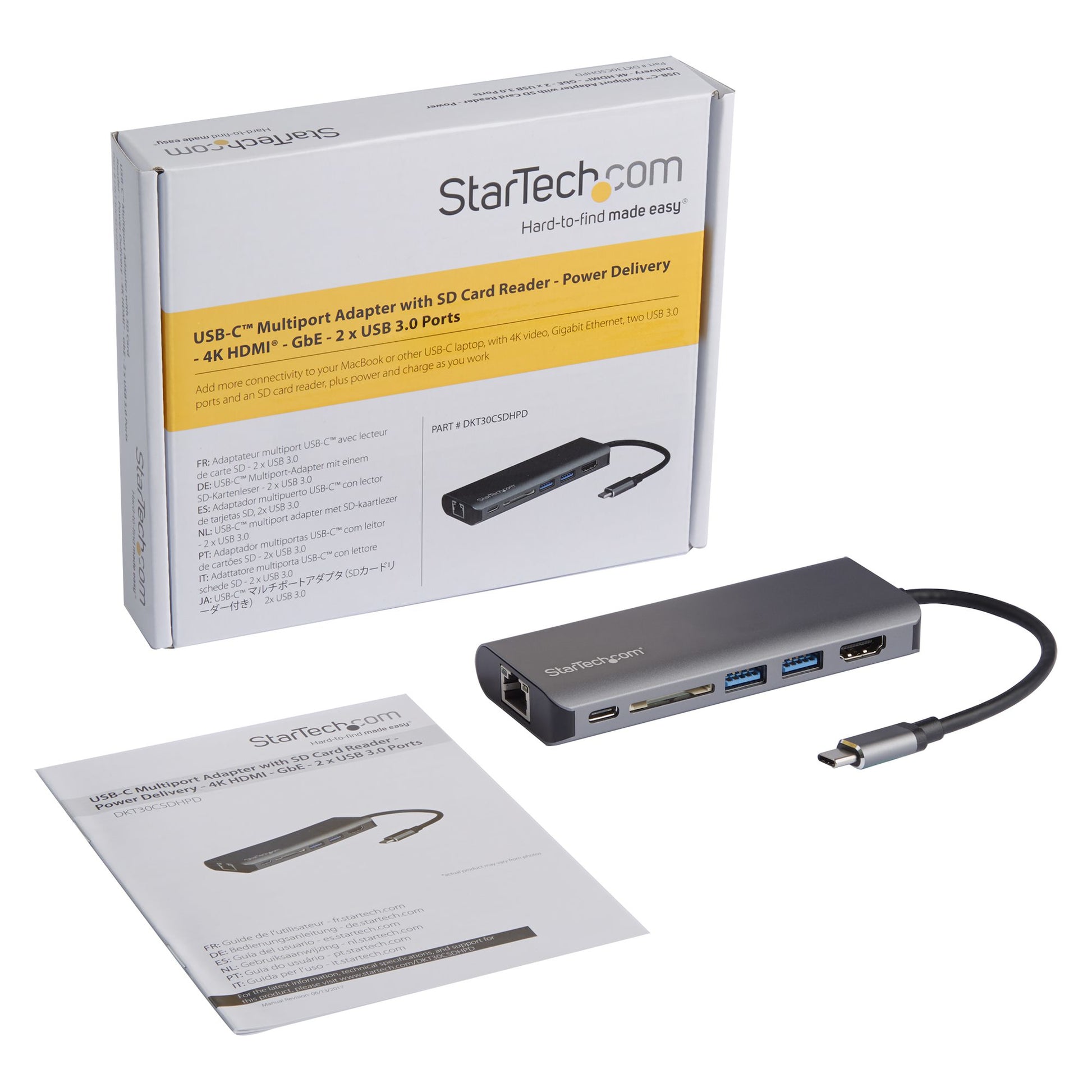 StarTech.com DKT30CHSDPD1 Multiport-Adapter – USB-C, 1× HDMI, 60 W PD, GbE, für Windows/Mac/ChromeOS