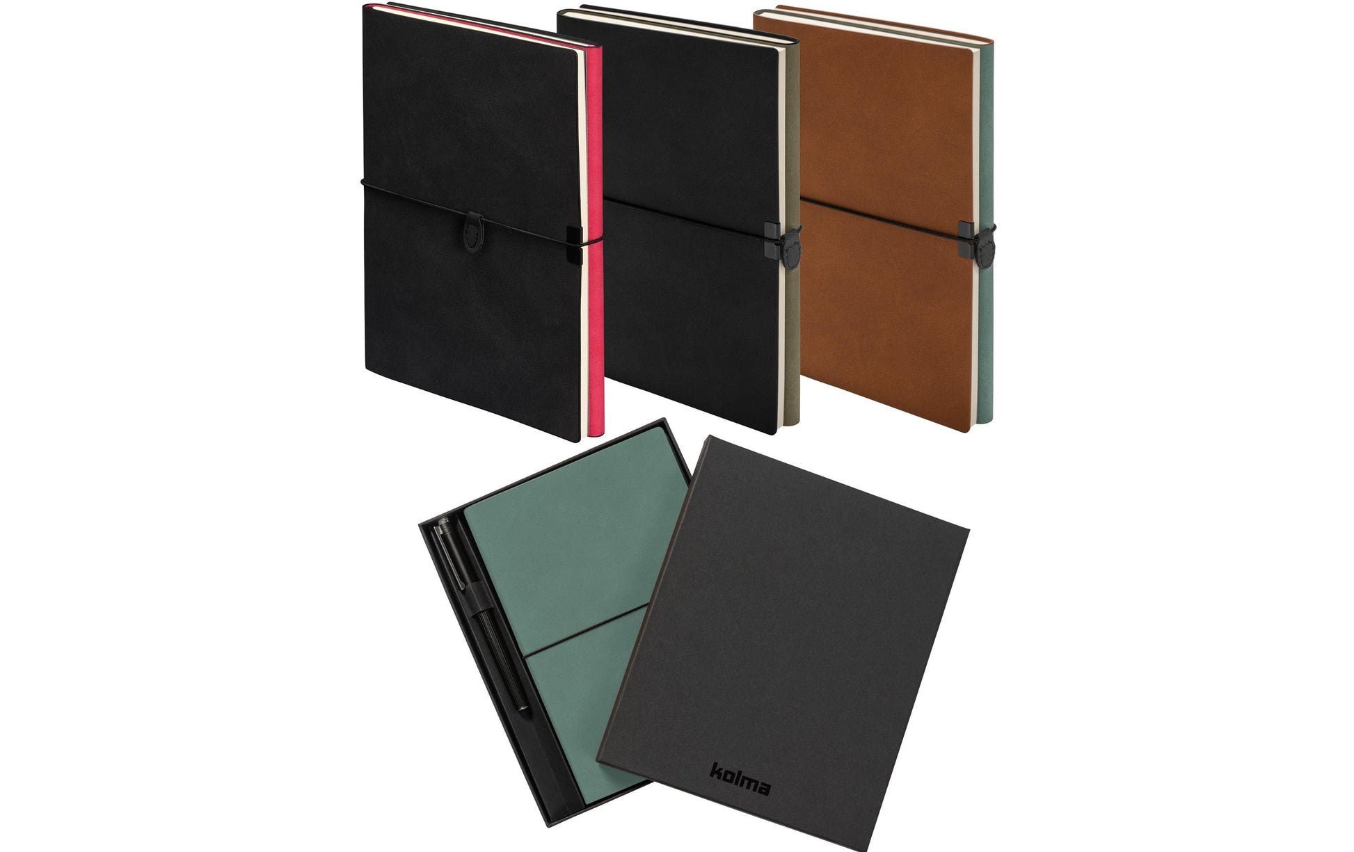 Kolma Notizbuch – A5 – blanko – 224 Seiten – 80 g/m² – Softcover, Gummiband, Stiftschlaufe, schwarz