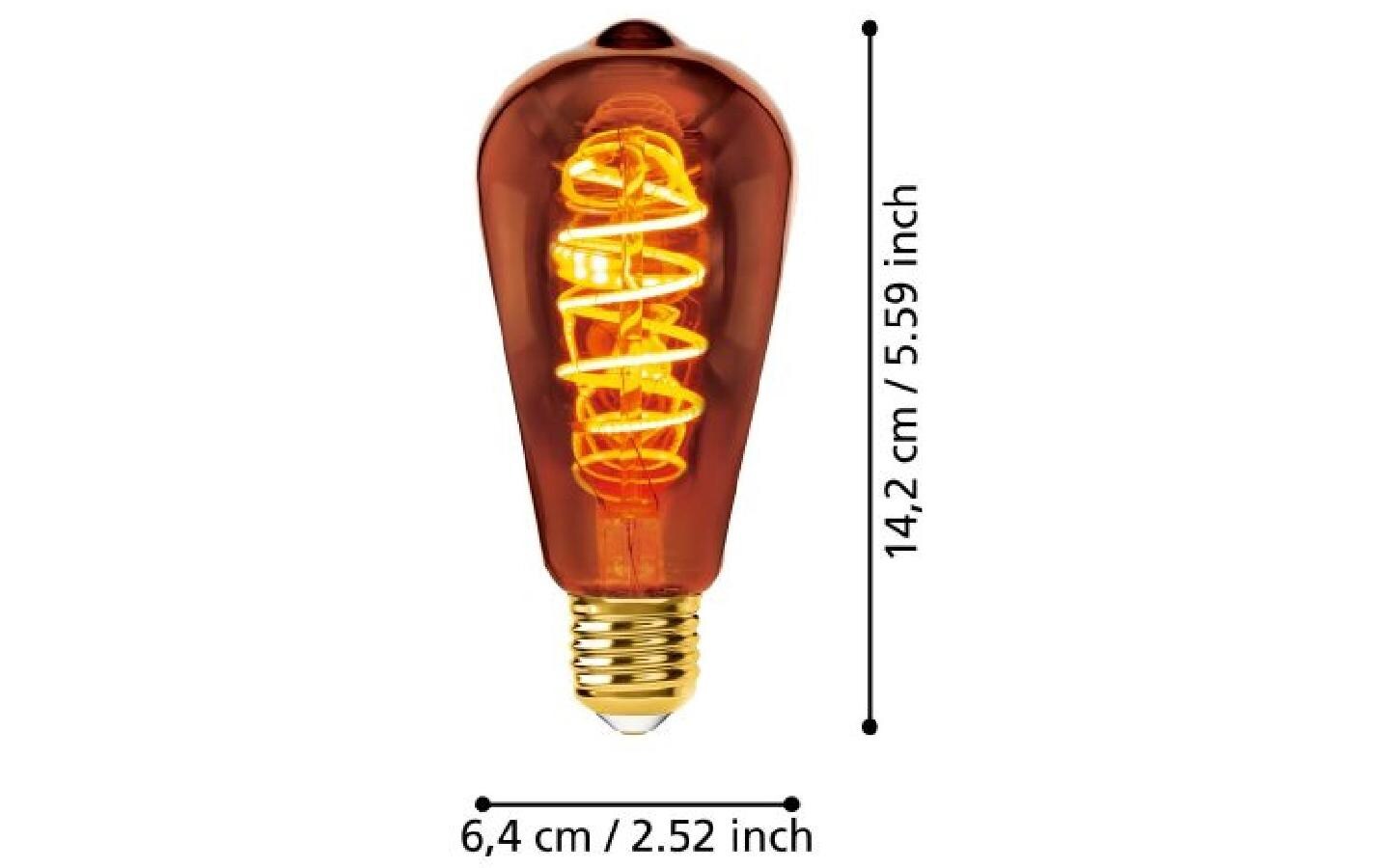 EGLO LED-Leuchtmittel E27 Globus – Warmweiss 2200 K, 500 lm, 4,9 W – IP20 – 1 Stk. – Kupfer/Glas – 110094