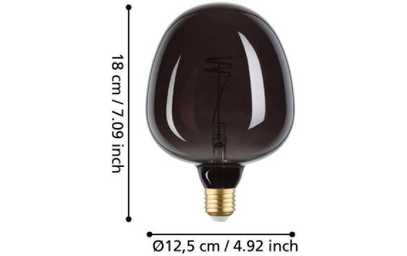 EGLO Globe G125 LED-Leuchtmittel E27 – 4 W dimmbar, 40 lm, 2000 K warmweiss, 360°, schwarz
