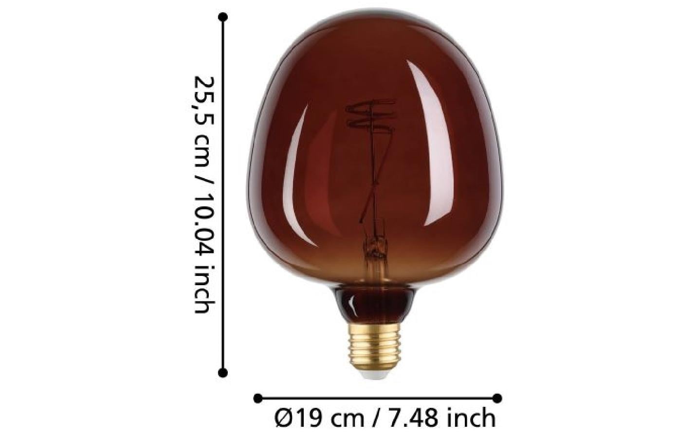 EGLO LED-Leuchtmittel Globe G190 E27 – 4 W dimmbar, 40 lm, 2000 K warmweiss, 120°, Glas cognac
