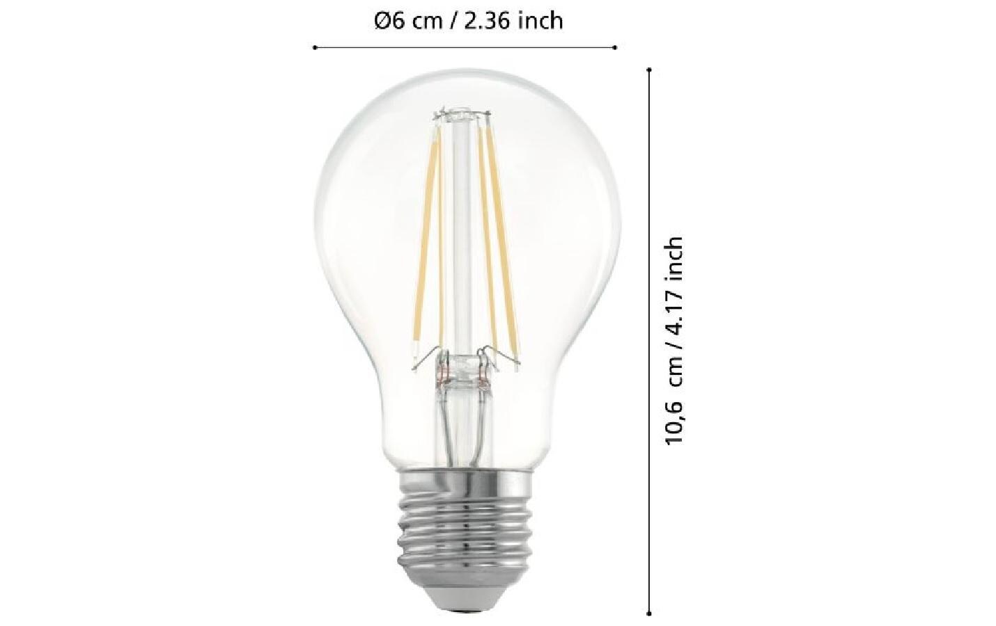 EGLO Leuchtmittel E27 A-Form – Warmweiss 2700 K, 806 lm, 7,3 W – 1 Stk. – Transparent, Glas