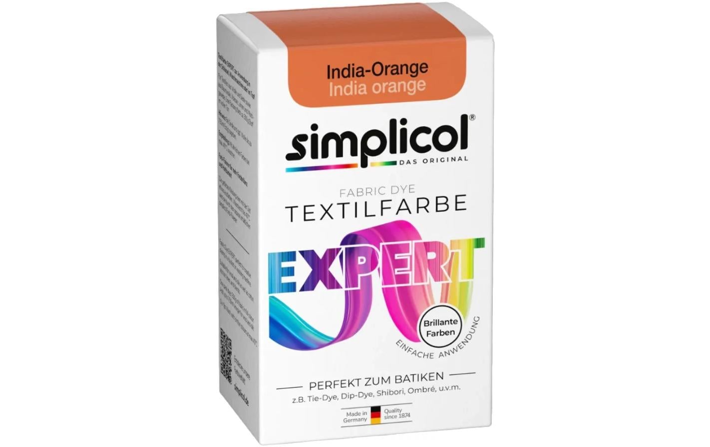 Simplicol Expert Textilfarbe – Dunkelorange (India-Orange) – 150 ml – für Stoffe