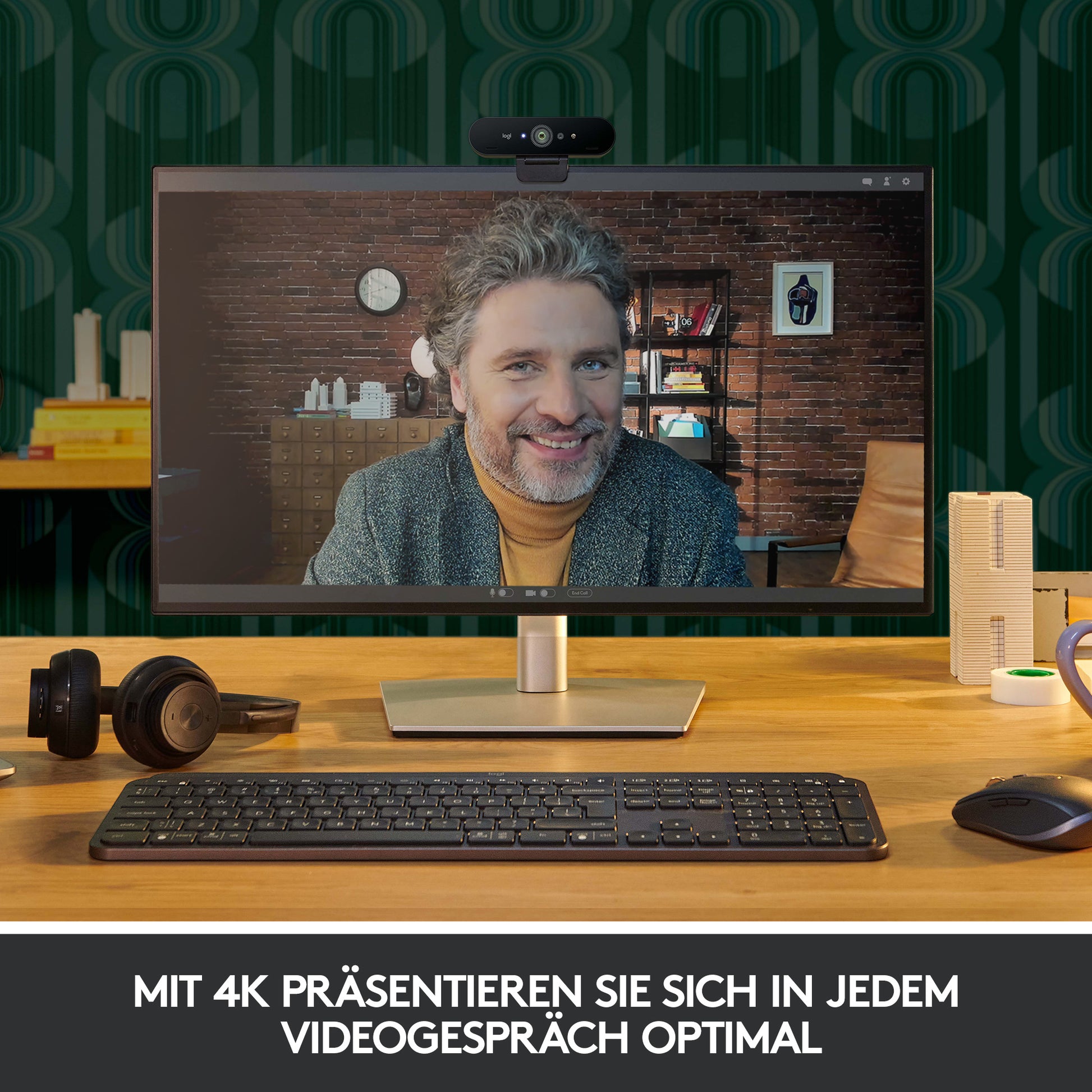 Logitech BRIO STREAM 4K Webcam – Full HD, 90 fps, USB, Autofokus, 90°, Schwarz, für Windows (Windows Hello)