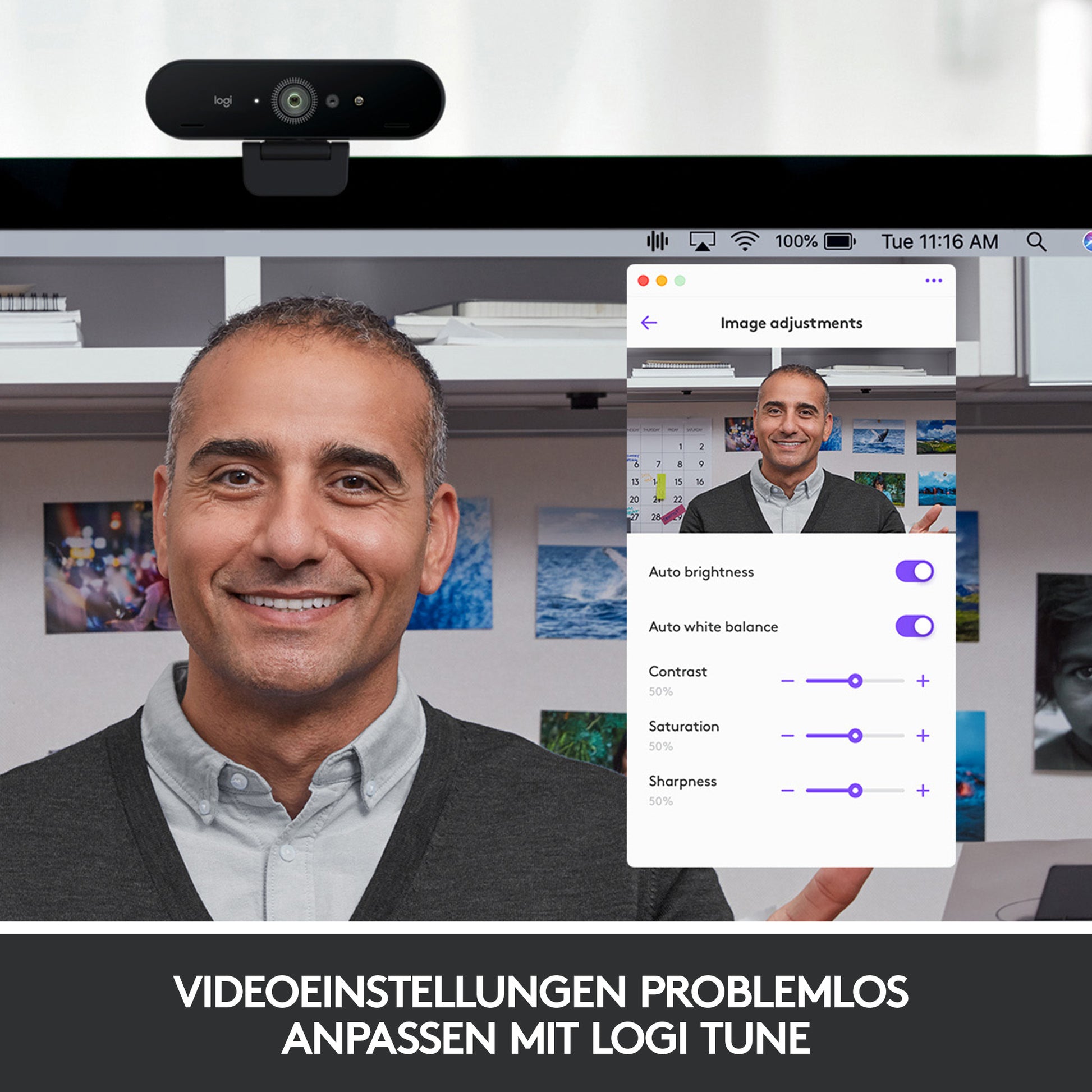 Logitech BRIO STREAM 4K Webcam – Full HD, 90 fps, USB, Autofokus, 90°, Schwarz, für Windows (Windows Hello)