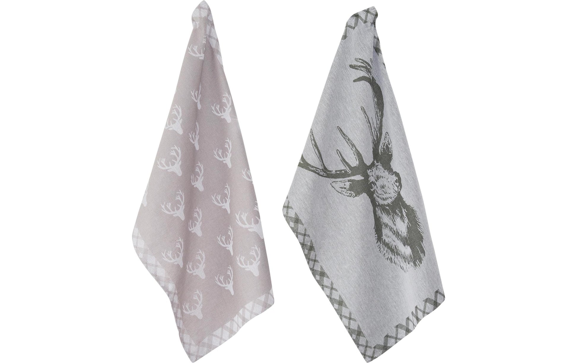 PAD Geschirrtuch Hirsch – Grau – 50 × 70 cm – Baumwolle – 2er-Set