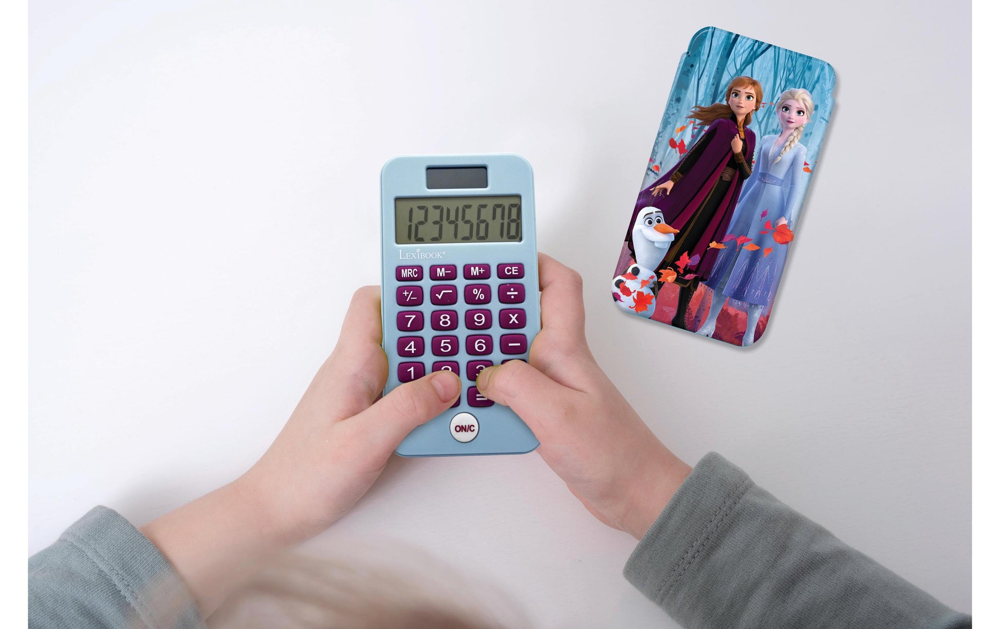 Lexibook Kinder-Taschenrechner Die Schneekönigin – 8-stellig – Solar/Batterie, mit Schutzabdeckung