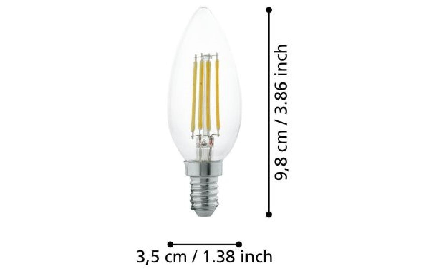 EGLO LED-Leuchtmittel E14 Kerze – 350 lm, 4 W, Warmweiss 2700 K – 1 Stk., Transparent, Glas