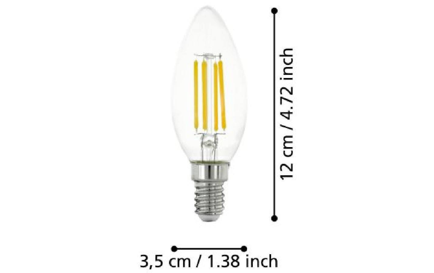EGLO Leuchtmittel E14 Kerzenform – Warmweiss 2700 K, 470 lm, 4 W – IP20 – 1 Stk. – Transparent/Glas