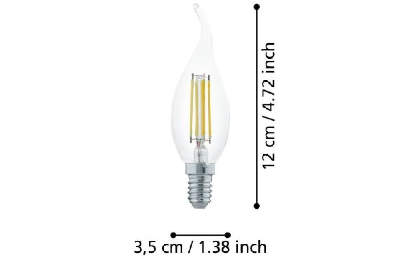 EGLO LED-Leuchtmittel E14 Kerze – Warmweiss 2700 K, 350 lm, 4 W – IP20 – 1 Stk., Transparent, Glas