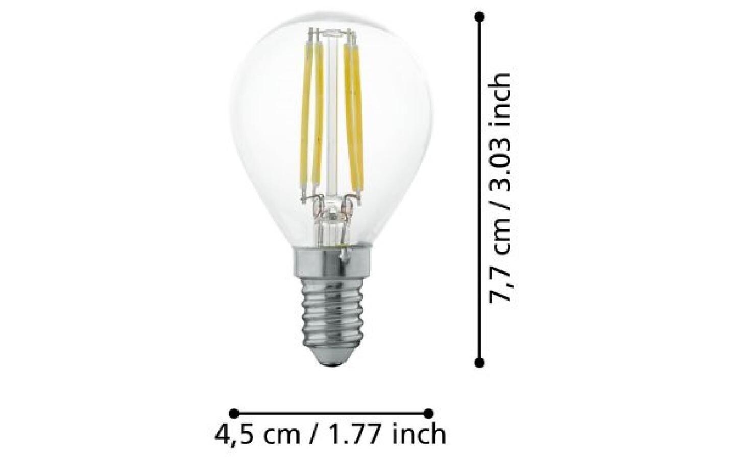 EGLO LED-Leuchtmittel E14 Kugelform – Warmweiss 2700 K, 350 lm, 4 W – IP20 – 1 Stk. – Transparent, Glas