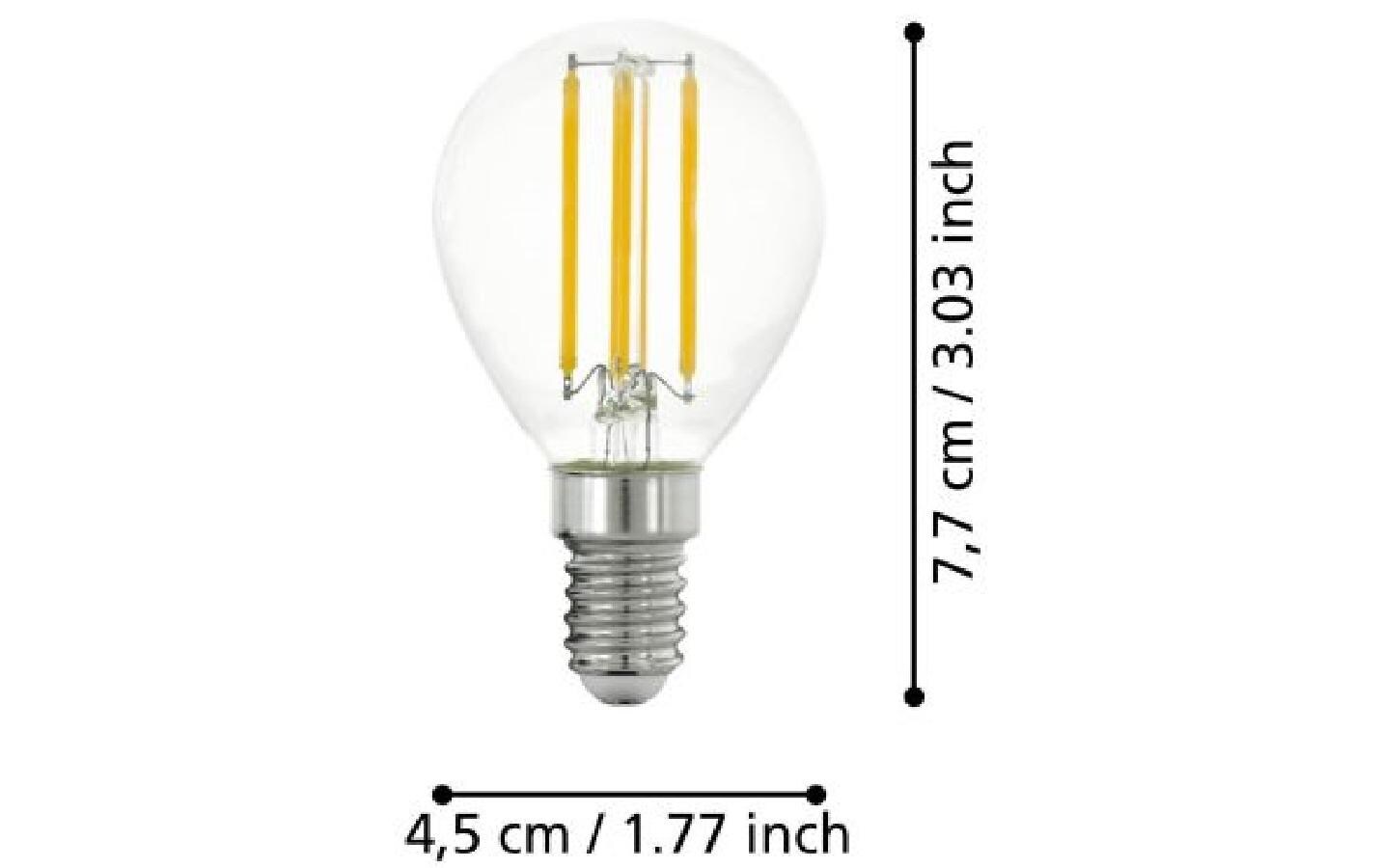 EGLO LED-Leuchtmittel E14 P45 – Warmweiss 2700 K, 470 lm, 4 W – Transparent, Glas – 1 Stk.