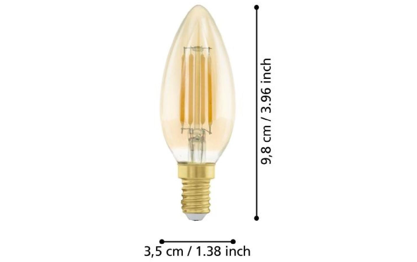 EGLO Leuchtmittel E14 Kerze – 270 lm, 4 W, Warmweiss 2200 K – IP20 – 1 Stk. – Glas