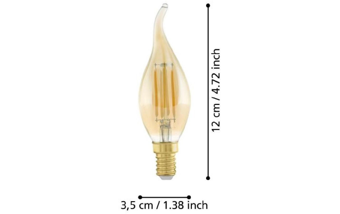 EGLO Leuchtmittel E14 Kerzenform – Warmweiss 2200 K, 270 lm, 4 W – 1 Stk., Glas