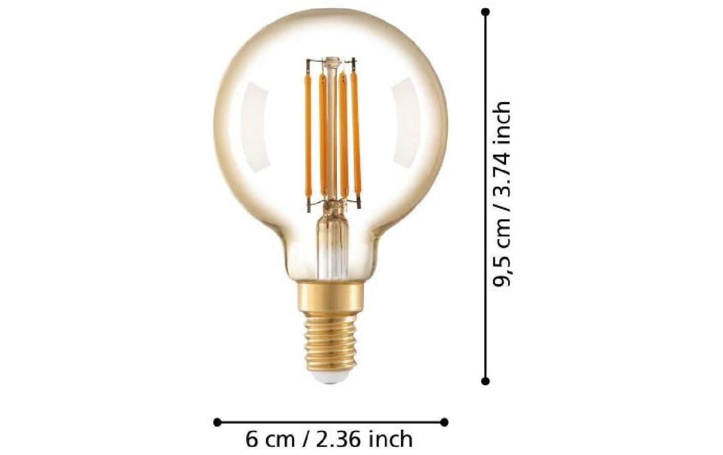 EGLO LED-Leuchtmittel E14 Globus G60 – Warmweiss 2200 K, 350 lm, 4 W – 1 Stk. – Glas