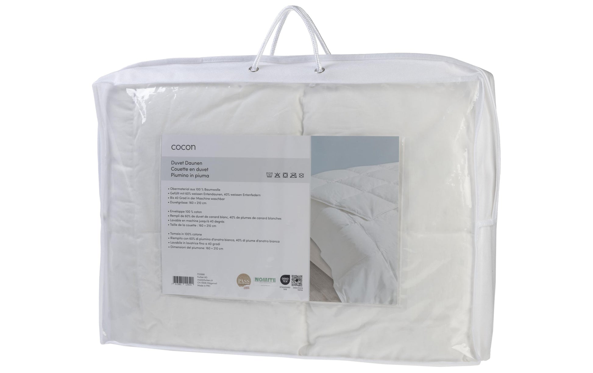 Cocon Ganzjahres-Federn-Duvet – 160 × 210 cm