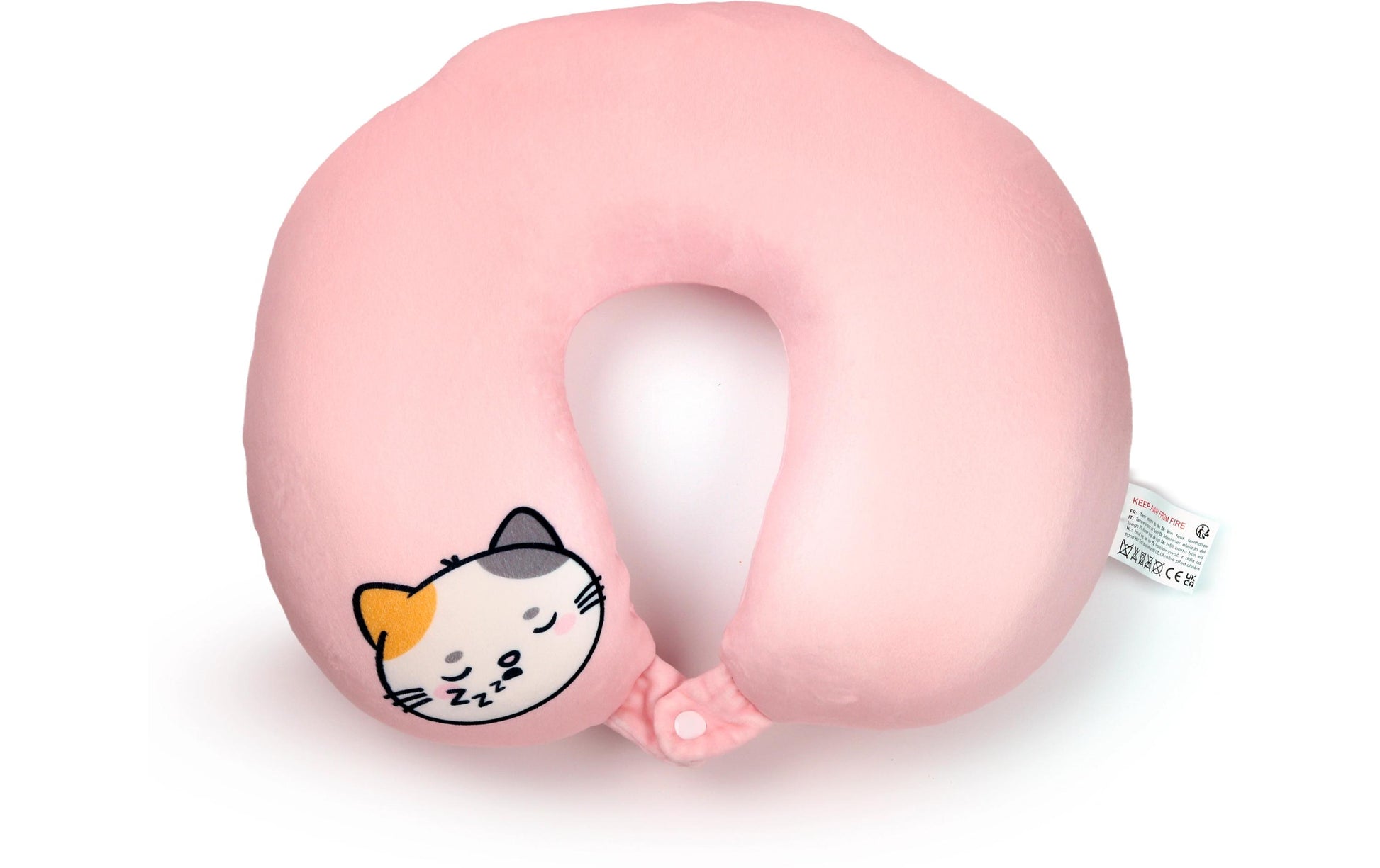 Sombo Reisekissen – 2-in-1, Memory-Schaum – für Kinder ab 3 Jahren – Pink, Plüsch, Katze