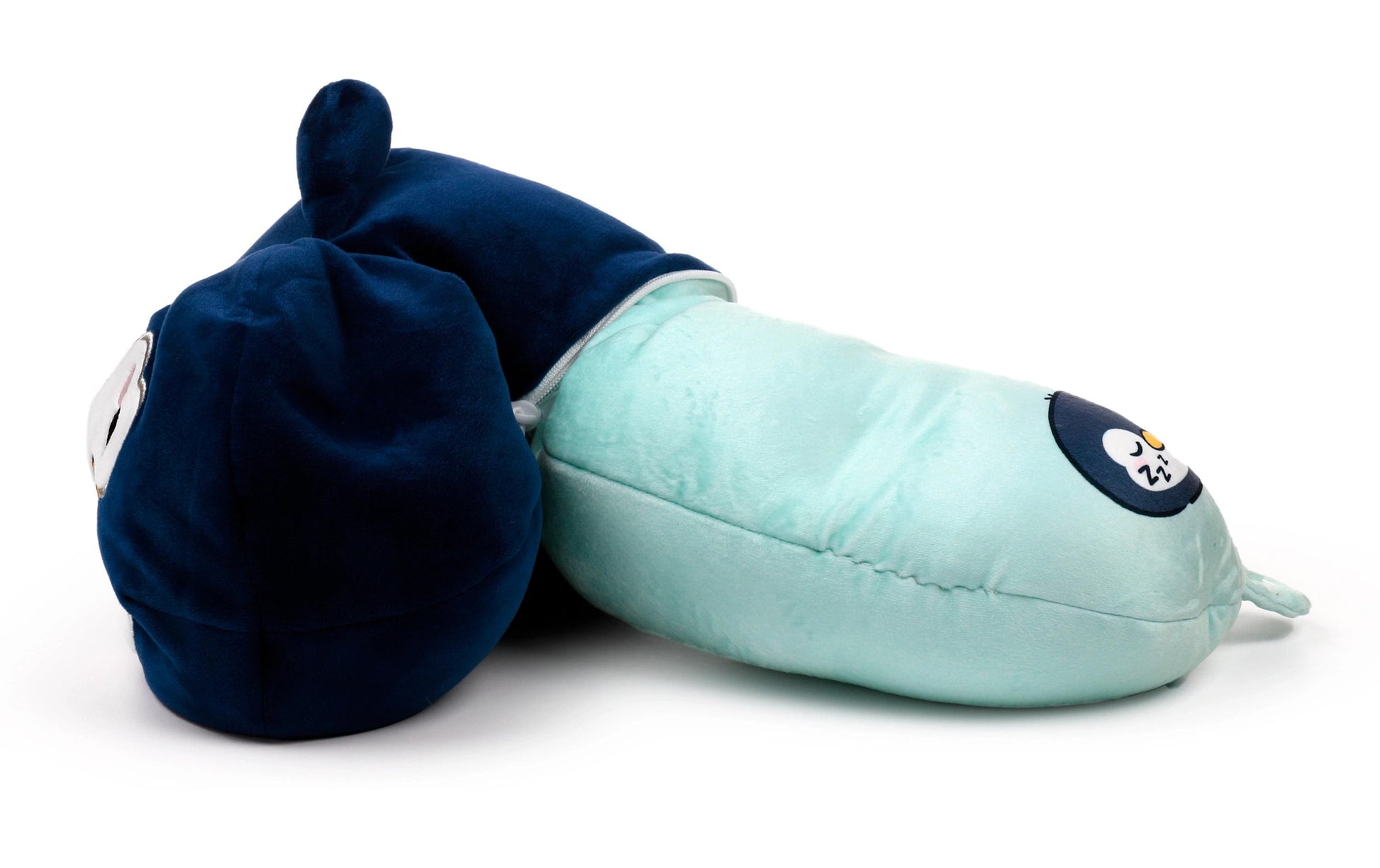 Sombo Reisekissen – mit Memory-Schaum, Blau, Hellblau, Plüsch – Pinguin