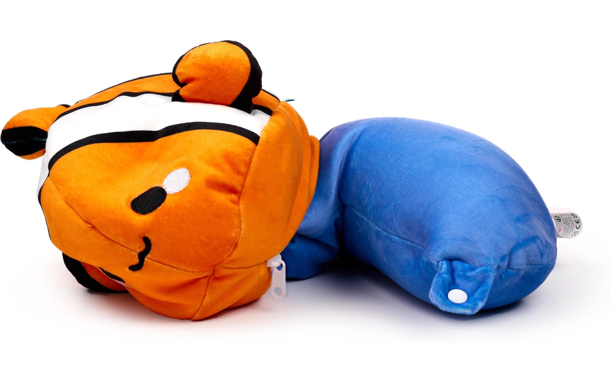 Sombo Reisekissen 2 in 1 – Memory-Schaum-Füllung – für Kinder ab 3 Jahren – mehrfarbig, Plüsch – Clownfisch