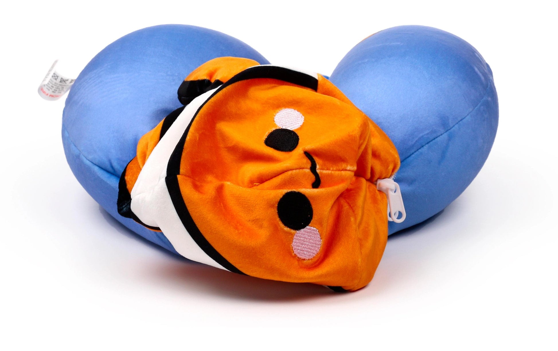 Sombo Reisekissen 2 in 1 – Memory-Schaum-Füllung – für Kinder ab 3 Jahren – mehrfarbig, Plüsch – Clownfisch