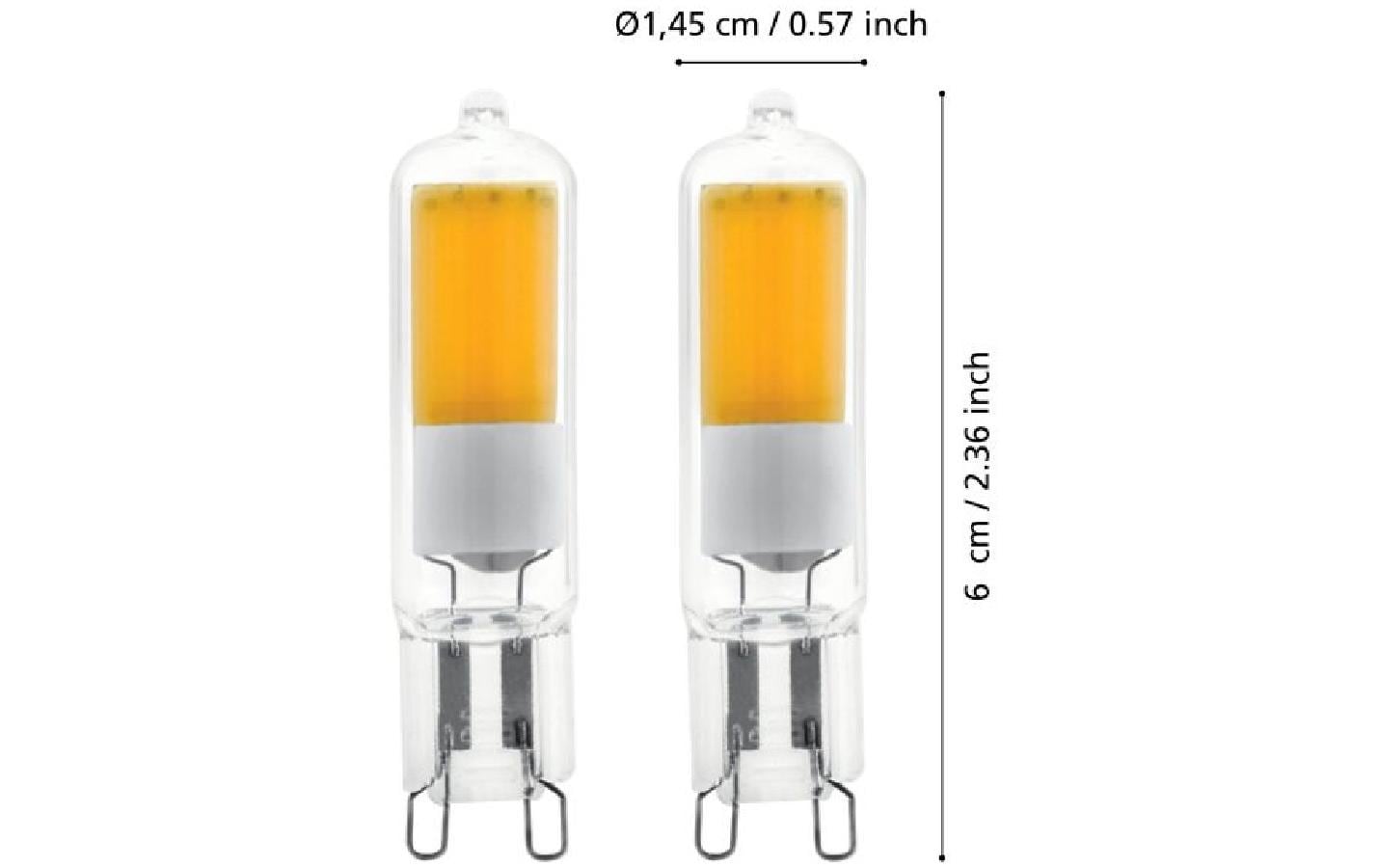 EGLO LED-Leuchtmittel G9 Spezialform – Warmweiss 3000 K, 200 lm, 2 W – IP20 – 1 Stk. – Transparent, Glas