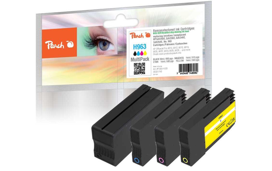 Peach Tintenpatronen-Multipack 963, 1×30 ml + 3×14 ml, kompatibel – für OfficeJet Pro 9010, 9012, 9013 und andere