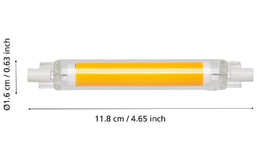 EGLO Leuchtmittel R7s Stabform – 806 lm, 8 W, Warmweiss 2700 K, dimmbar – IP20 – 1 Stk. – Transparent, Glas