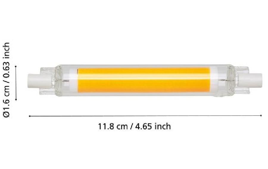 EGLO Leuchtmittel R7s (Rohrförmig) – Warmweiss 2700 K, 1055 lm, 9 W – 1 Stk., Transparent/Glas