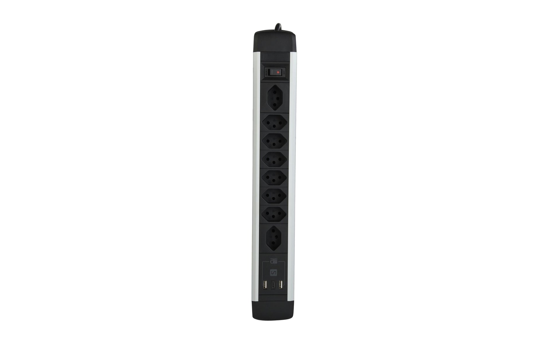 M. Schönenberger Tischsteckdosenleiste, 8×T13, 1×USB-C PD 20 W + 2×USB-A, 2 m, Aluminium, mit Schalter – Schwarz