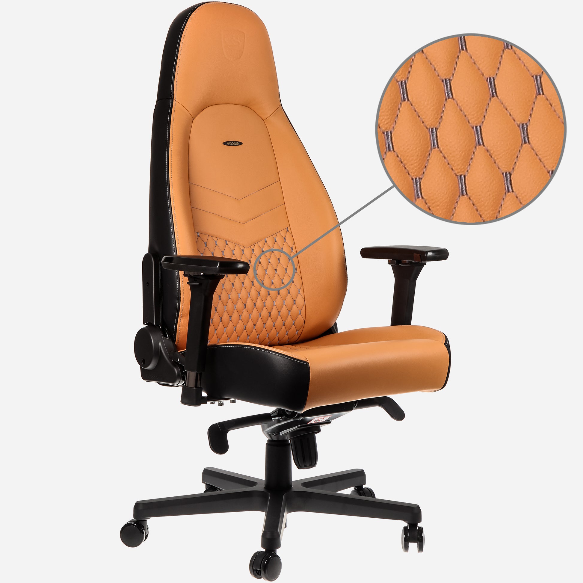 noblechairs Bürostuhl Icon – 52 × 57 × 138 cm, 150 kg, cognac/schwarz