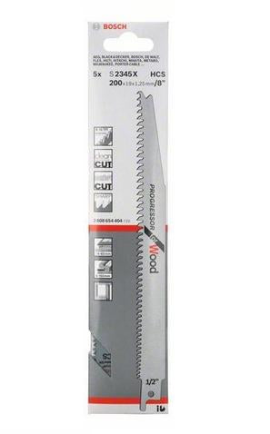 Bosch S 2345 X Säbelsägeblatt 150 mm HCS – für Holz, Kunststoff – 5 Stk – variabler Klingenzahnabstand