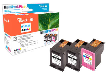 Peach 304XL Tintenpatronen-Multipack, Schwarz/Cyan/Magenta/Gelb (Kompatibel) – für HP DeskJet 3720/3730/3732 …