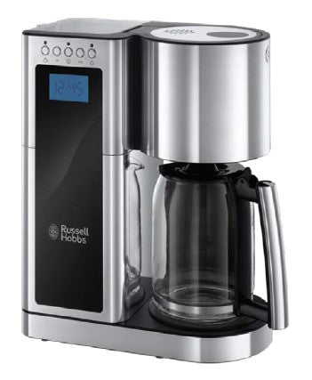 Russell Hobbs Filterkaffeemaschine – 10 Tassen, 1,25 l, Karaffe, Schwarz/Edelstahl