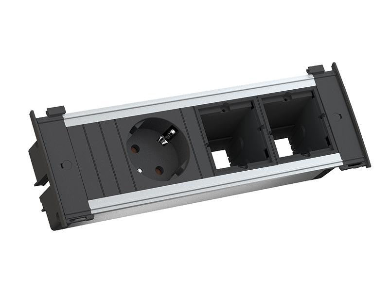 Bachmann KAPSA S Abzweigstecker – 1×Schuko (Typ E/F), 0,2 m Kabel, Schwarz/Silber